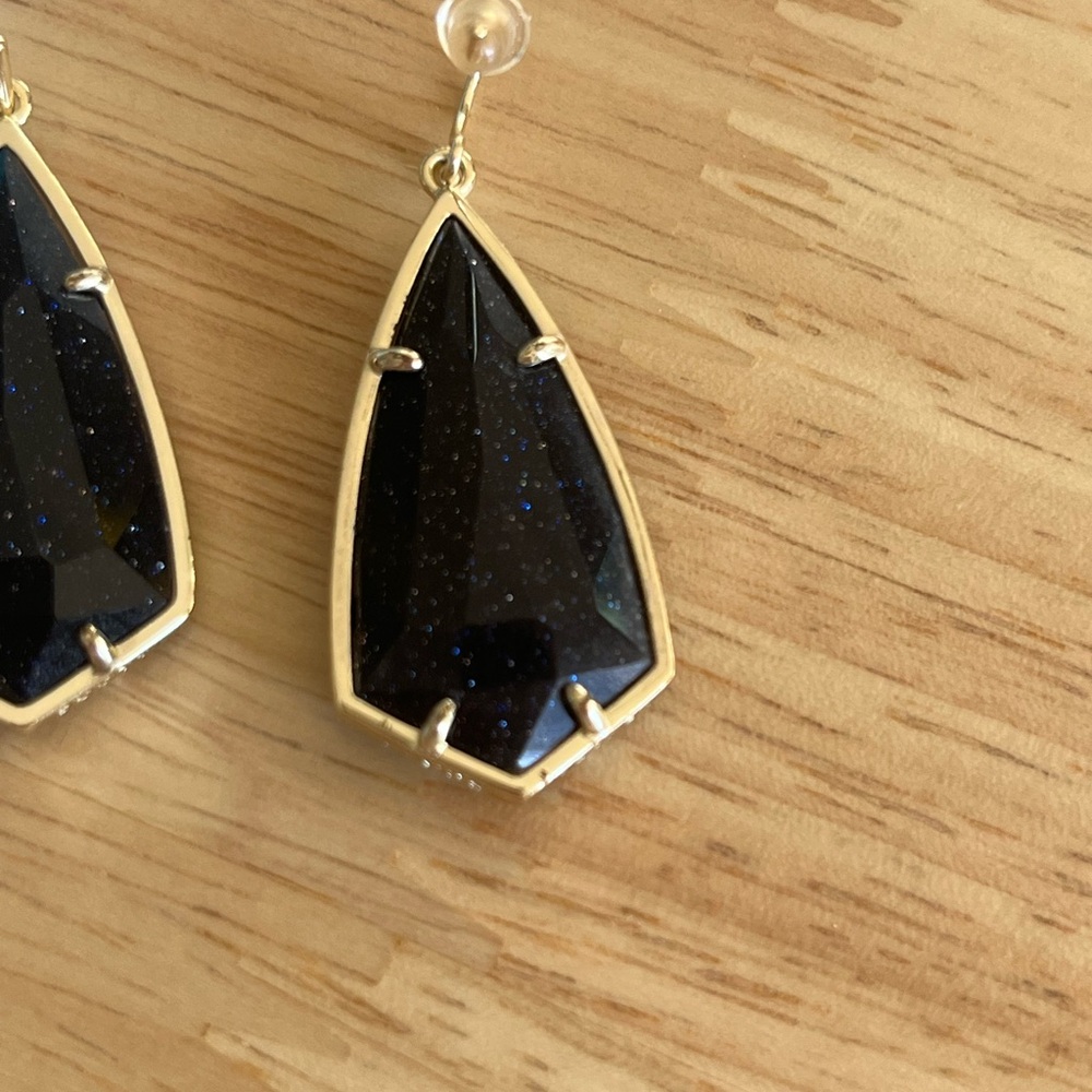 Kendra Scott Gold Carla with Navy Goldstone Earrings - Picture 3 of 3